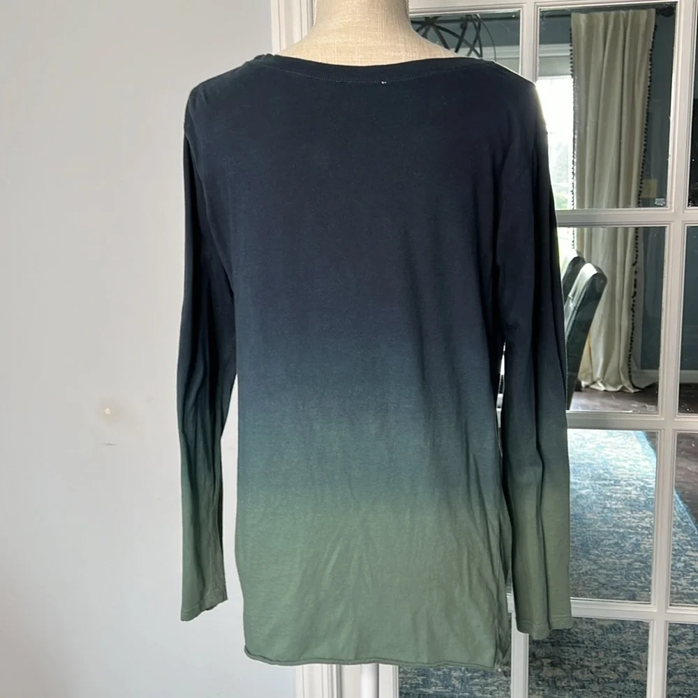 Umgee long sleeve top with faux knots, blue green ombre - Picture 6 of 7